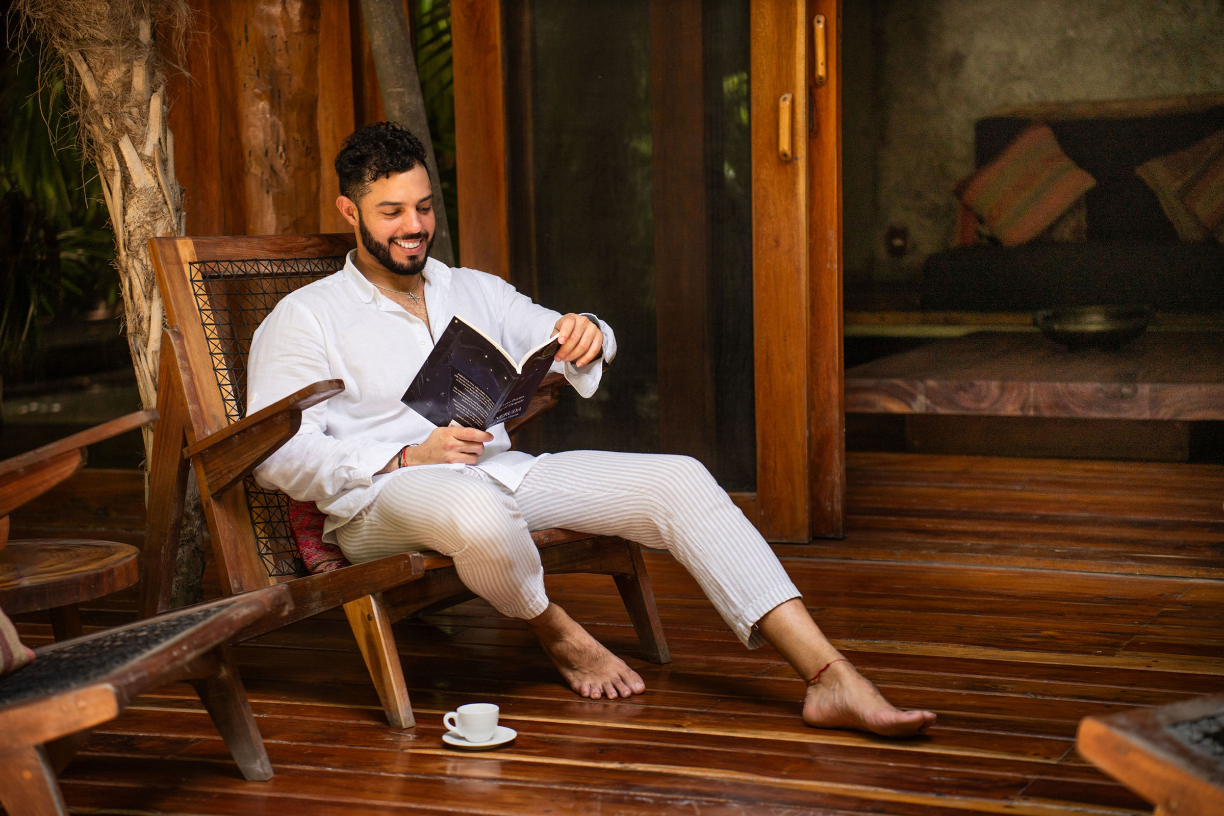 Morning coffee and a book